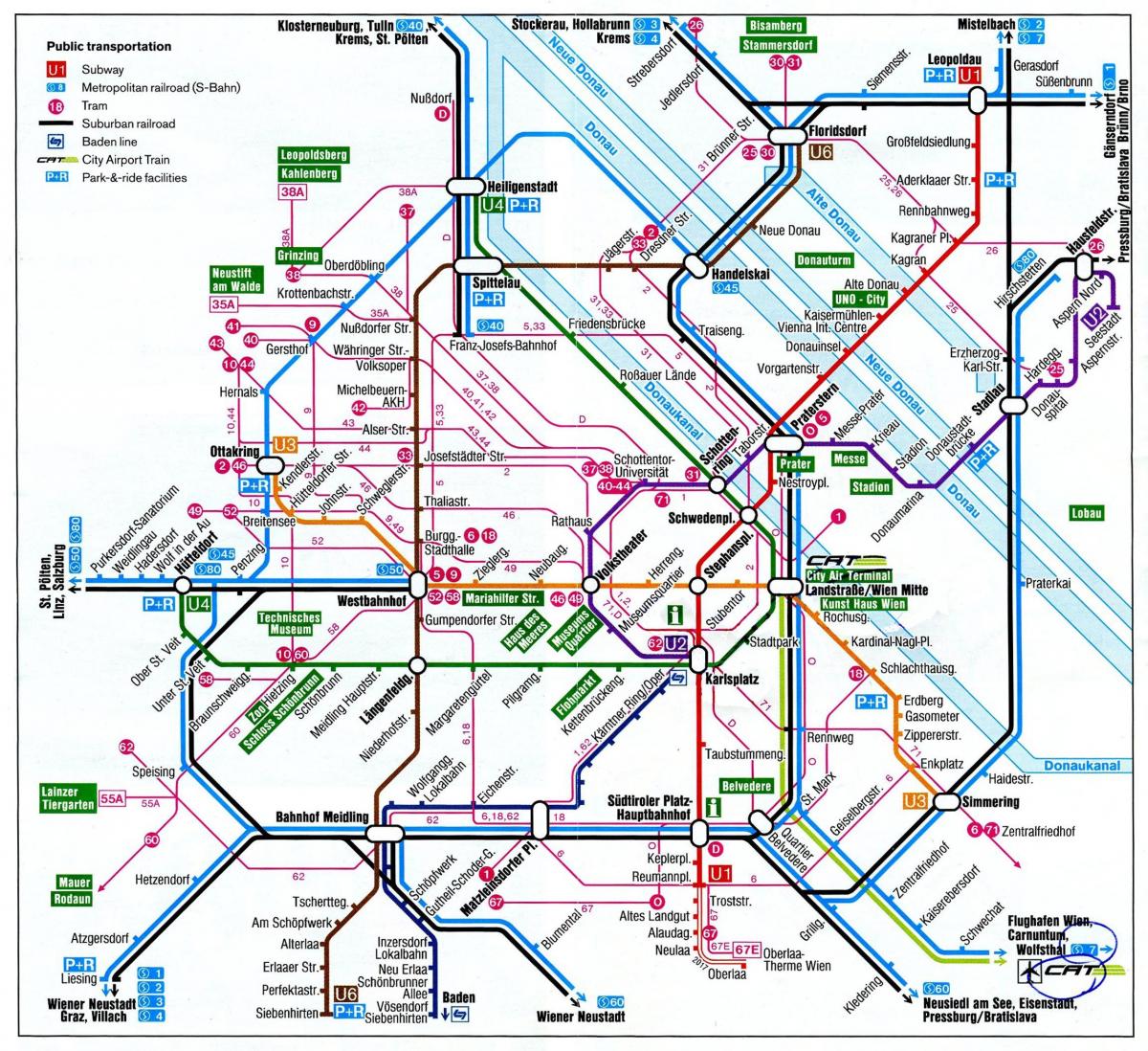 Mapa Vienako Austria trena