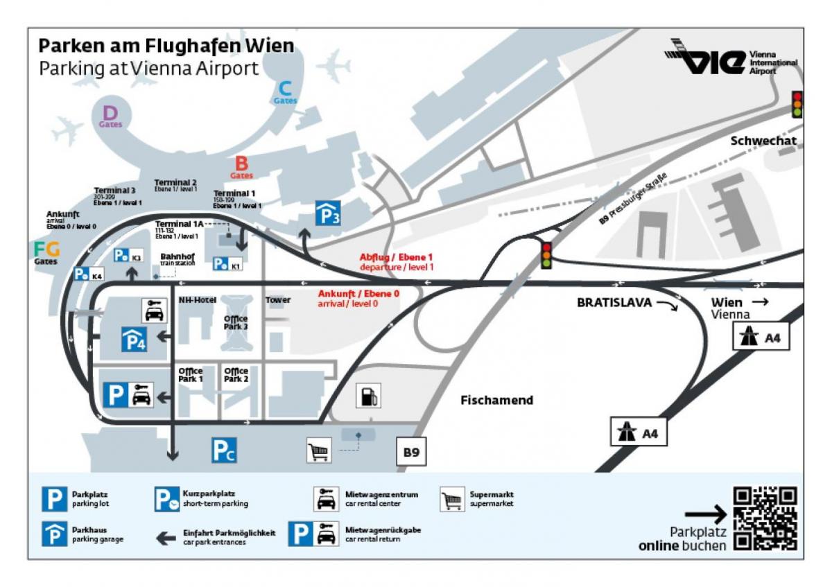 Mapa Vienako aireportua parking