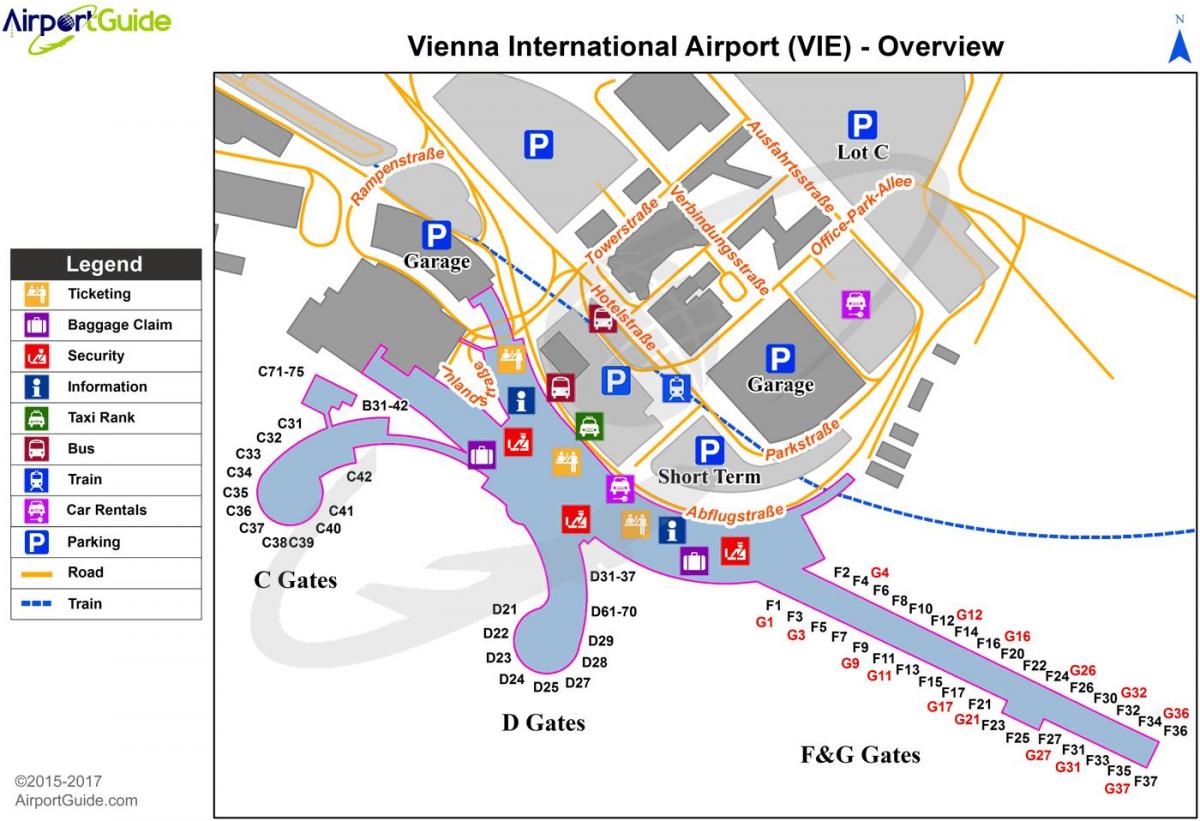 Mapa Vienako helmuga aireportuko