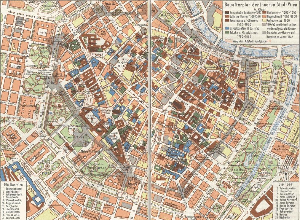 Vienako zaharra hiriaren mapa