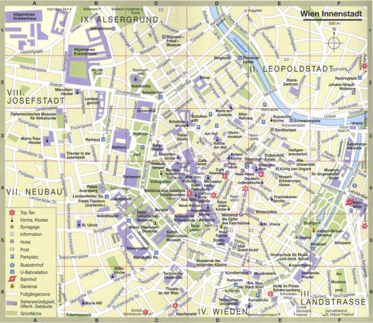 Viena hiriko turismo mapa