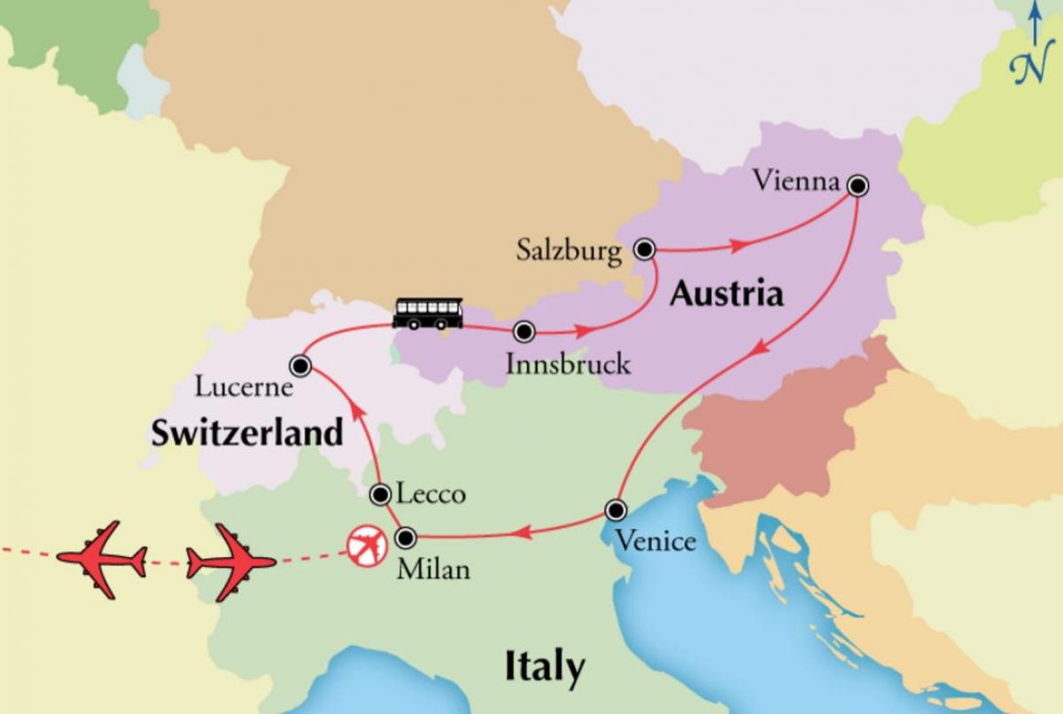 Mapa Vienako switzerlan