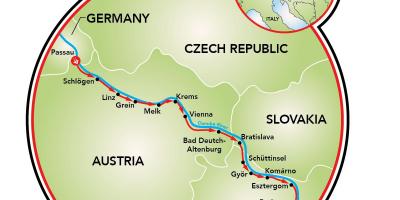 Passau Vienako bizikleta mapa
